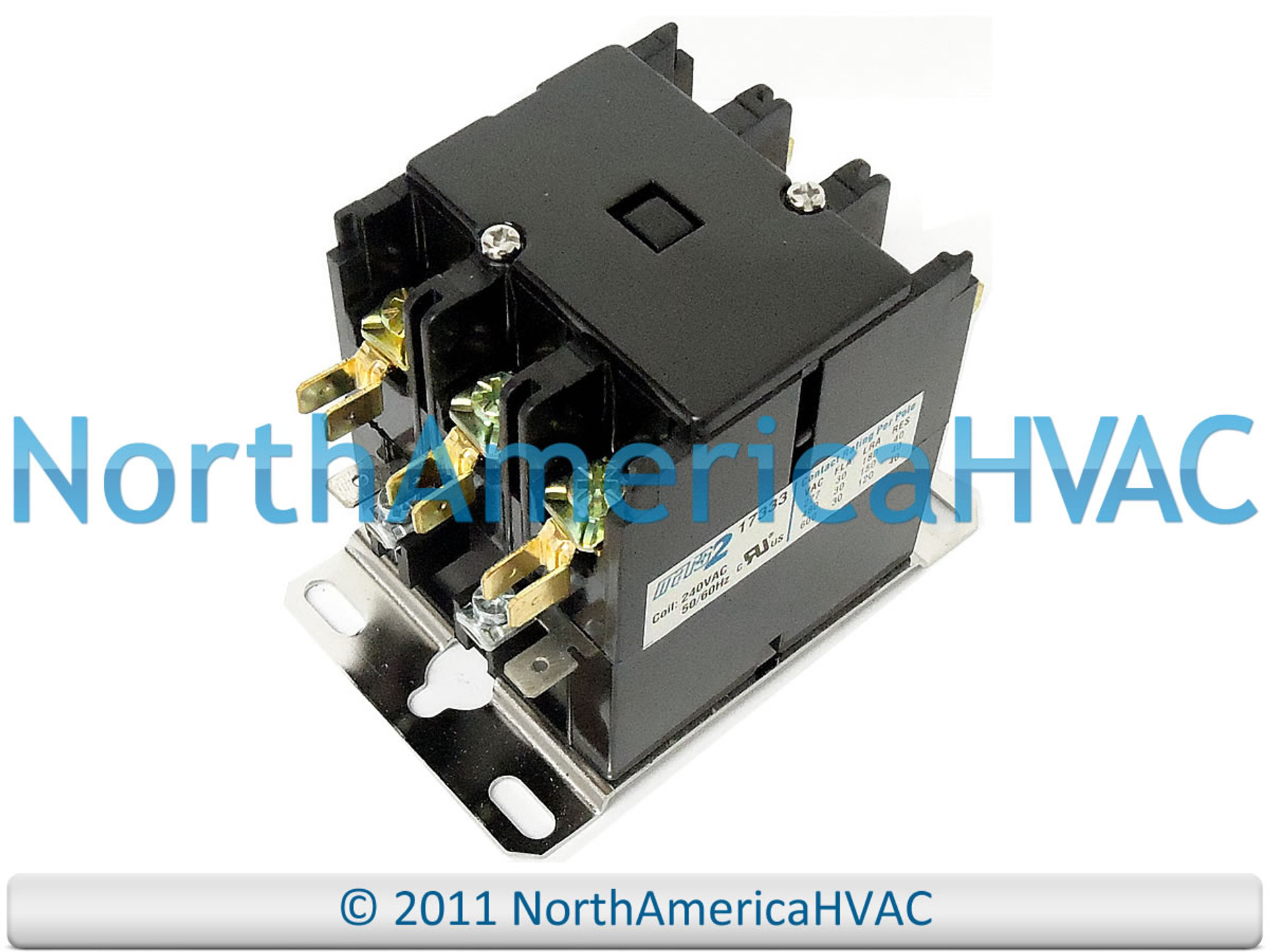 24 volt Condenser Contactor Relay, Three 3 Pole 40 Amp North America HVAC